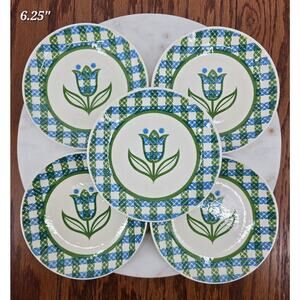 Vintage 
Cavalier Ironstone Gingham Garden Salad Plates